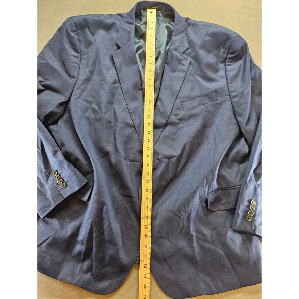 J. Ferrar Big & Tall Mens Navy Blue Two Button Suit Jacket Blazer Size 54